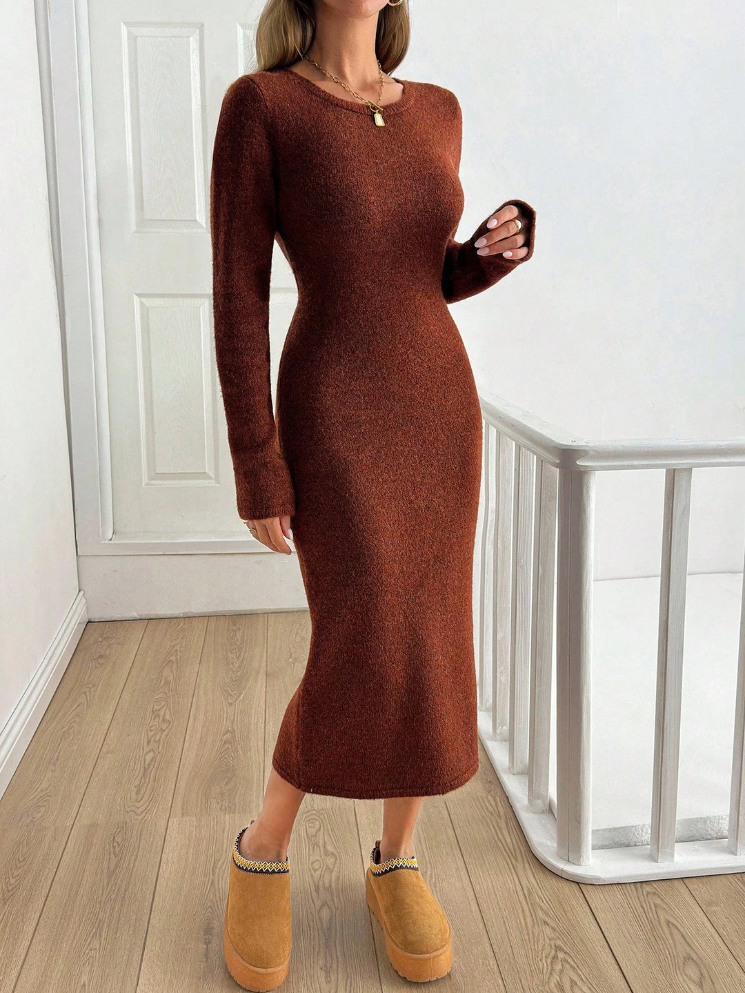 Rochie midi SHEIN, maro