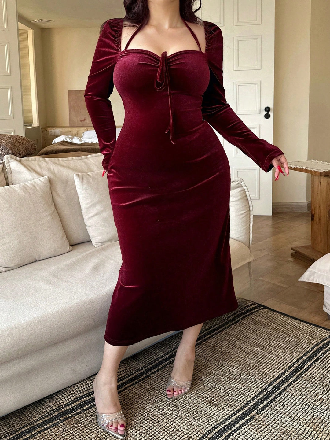 Rochie midi SHEIN, roșu