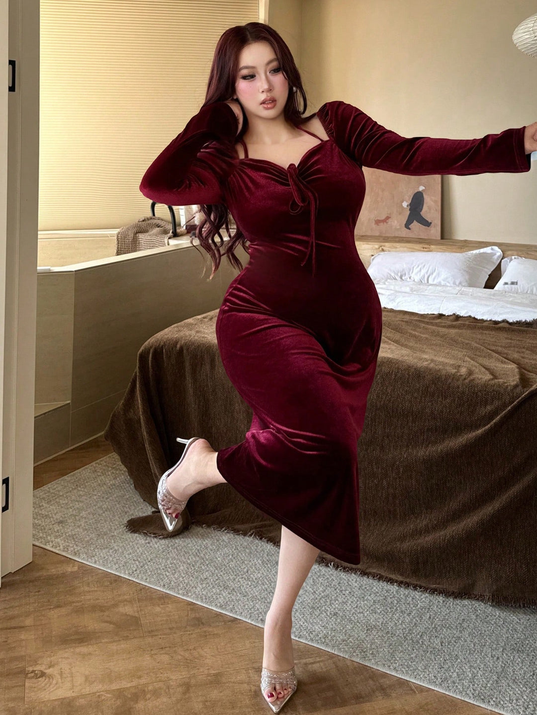 Rochie midi SHEIN, roșu