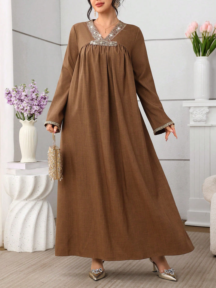 Set caftan și jalabiya SHEIN, maro