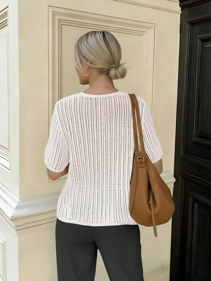 Cardigan cu mânecă scurtă SHEIN, alb