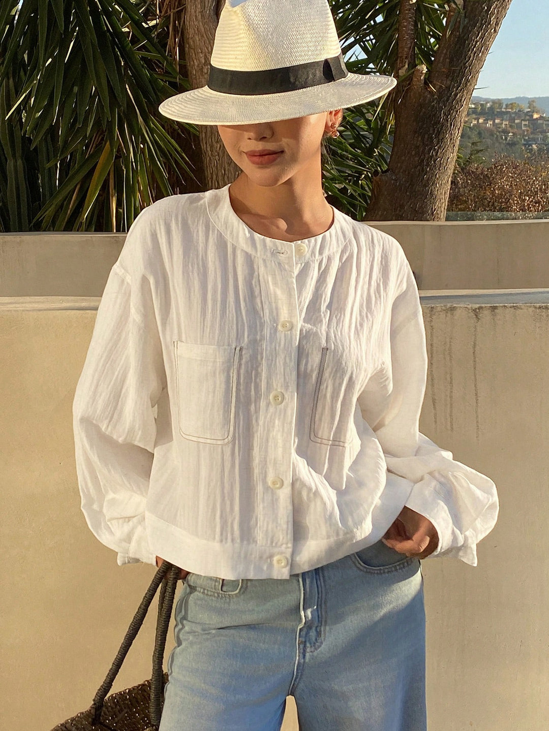 Cămașă casual SHEIN, alb