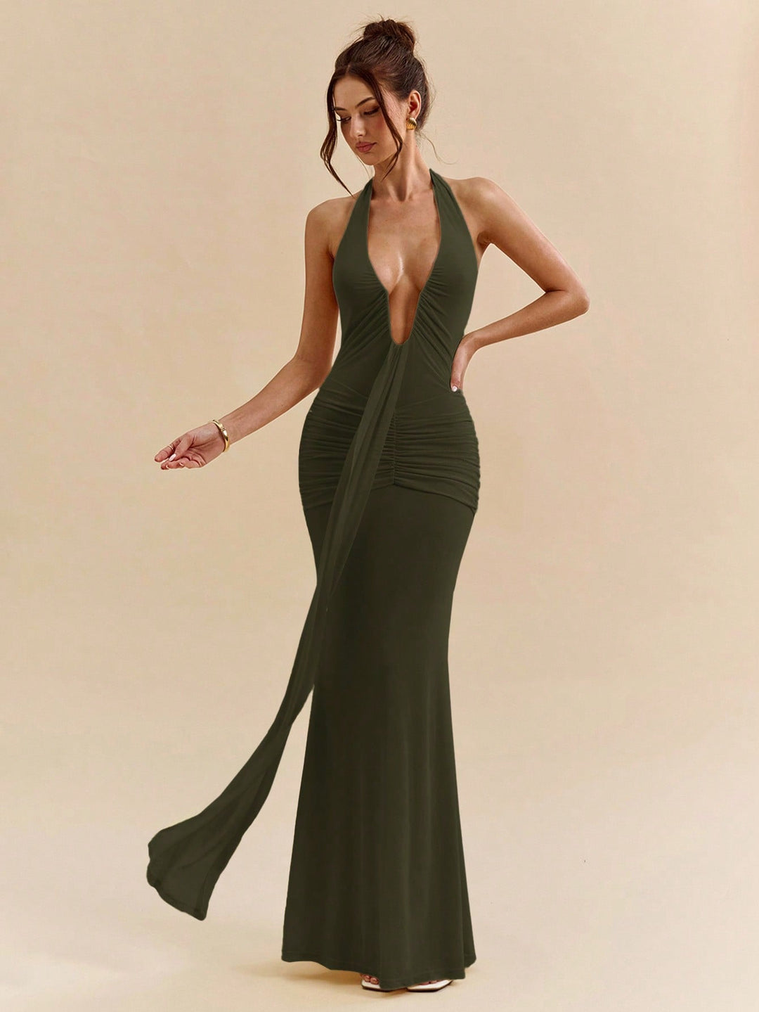 Rochie maxi SHEIN, kaki