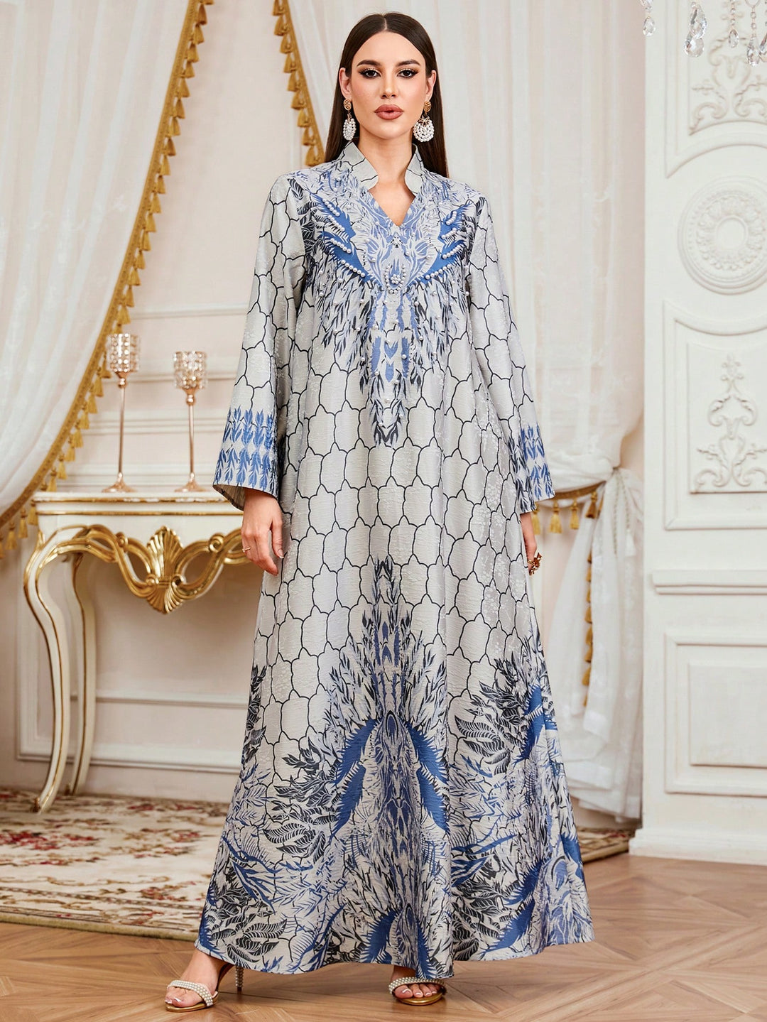 Set caftan și jalabiya SHEIN, gri