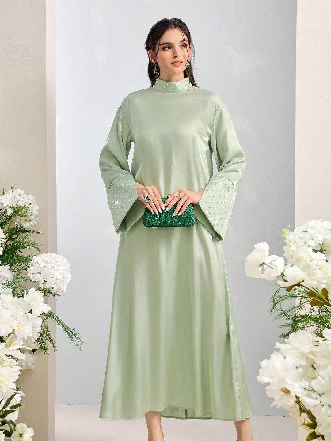 Set caftan și jalabiya SHEIN, verde
