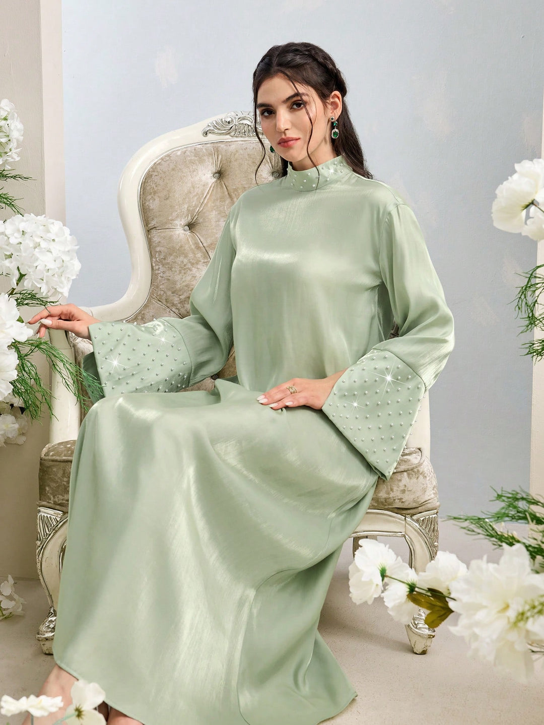 Set caftan și jalabiya SHEIN, verde