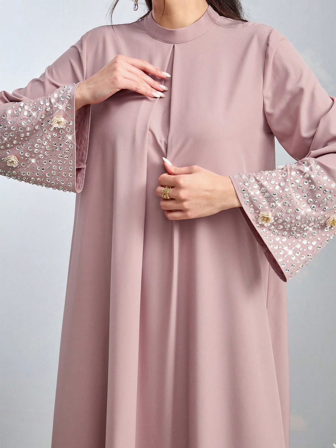 Set caftan și jalabiya SHEIN, roz