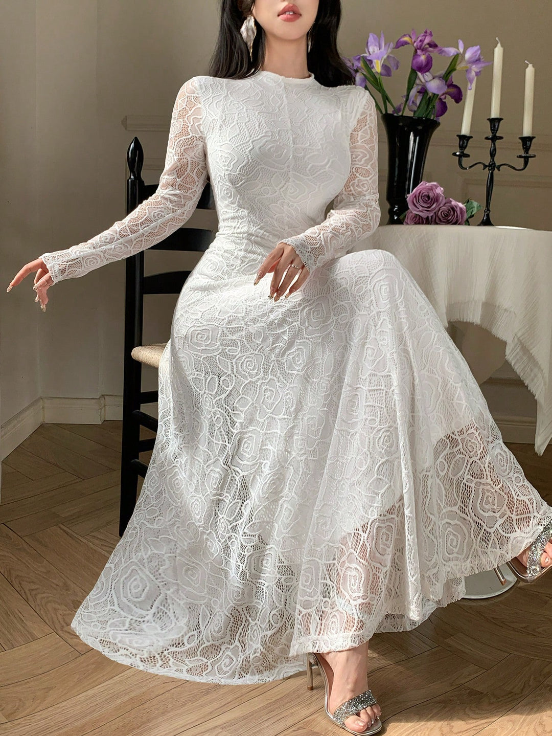 Rochie maxi SHEIN, alb