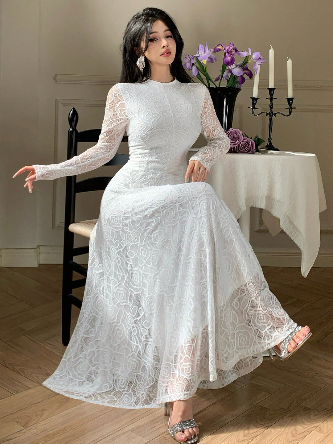 Rochie maxi SHEIN, alb