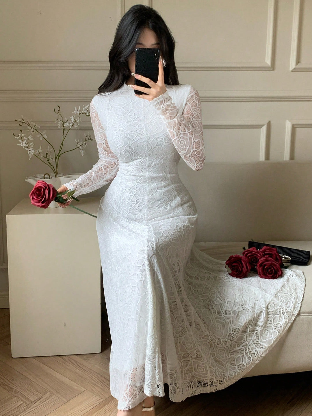 Rochie maxi SHEIN, alb