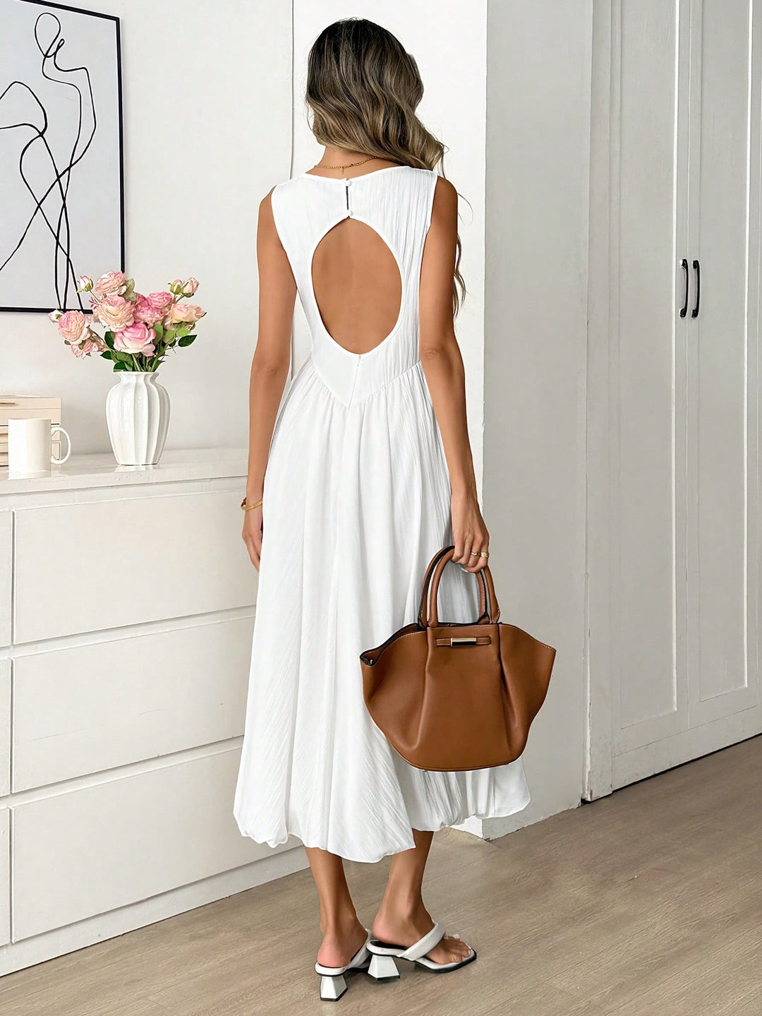 Rochie midi SHEIN, alb