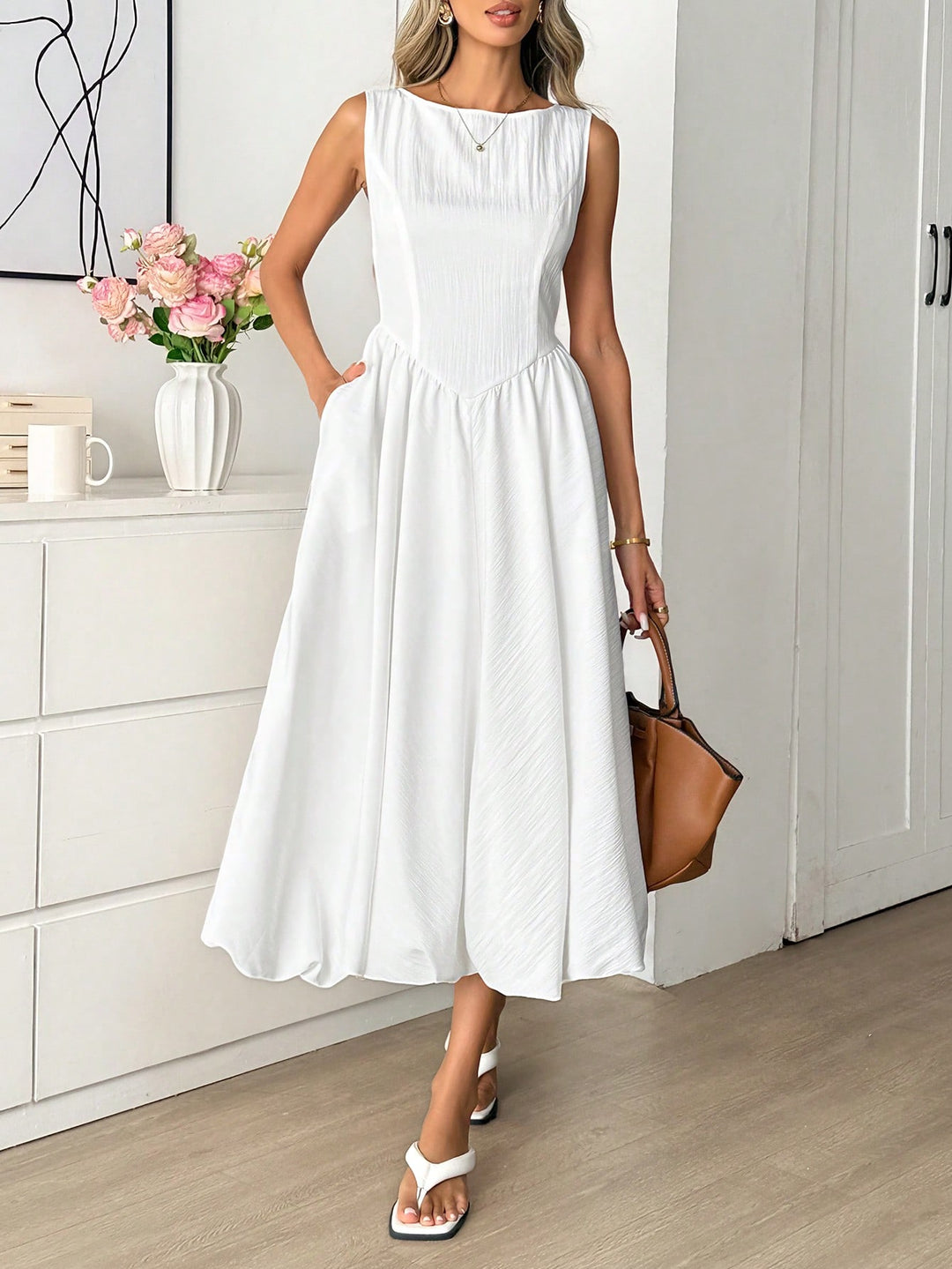 Rochie midi SHEIN, alb