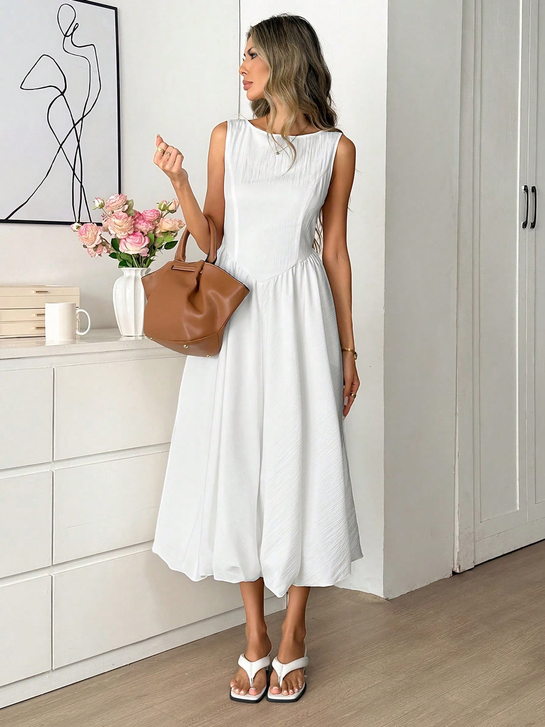 Rochie midi SHEIN, alb