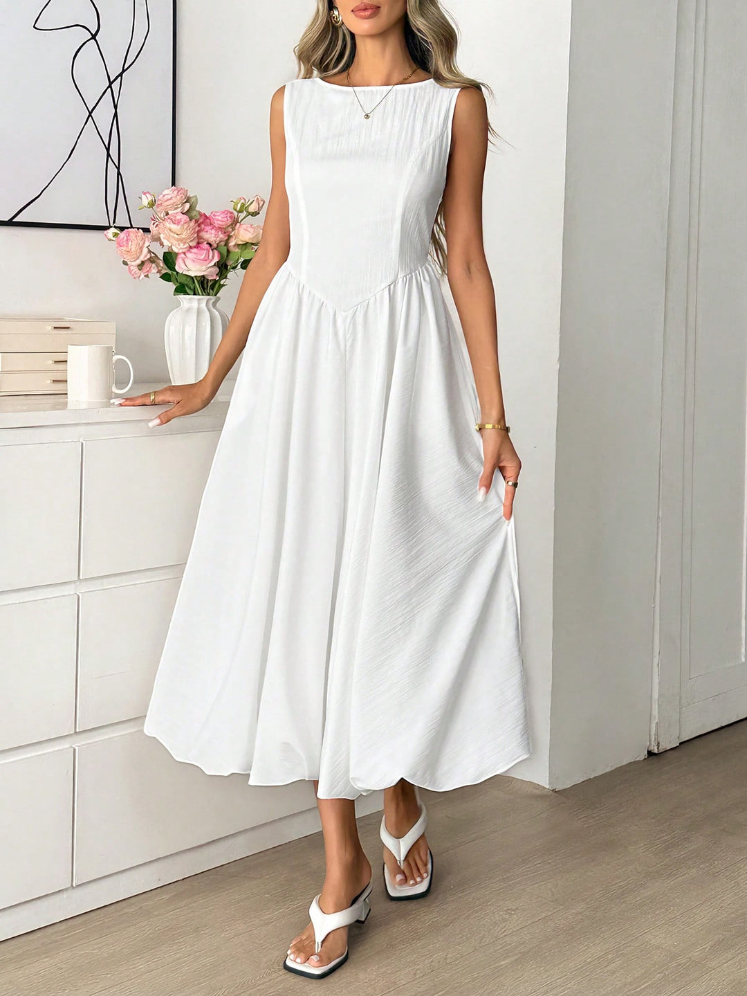 Rochie midi SHEIN, alb