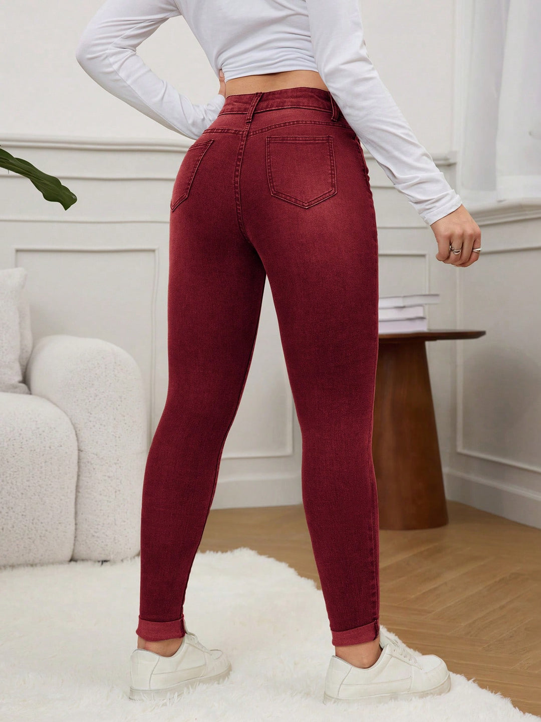Jeans SHEIN, vișiniu