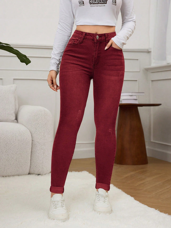 Jeans SHEIN, vișiniu