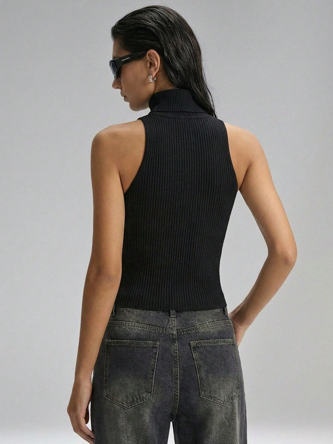 Top tricotat SHEIN, negru