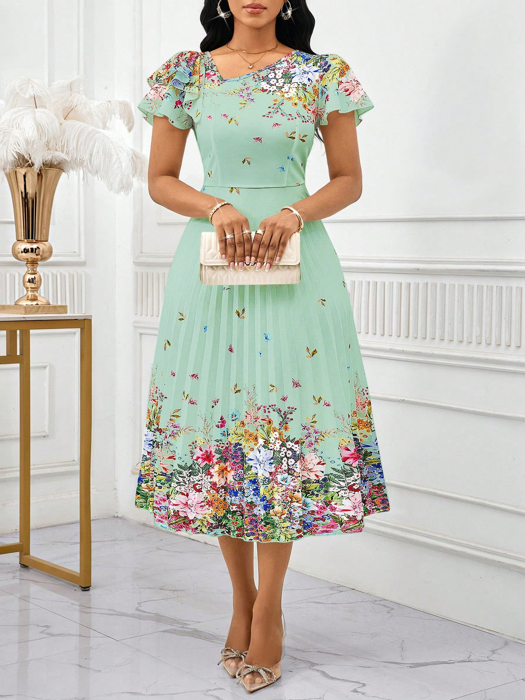 Rochie midi SHEIN, verde
