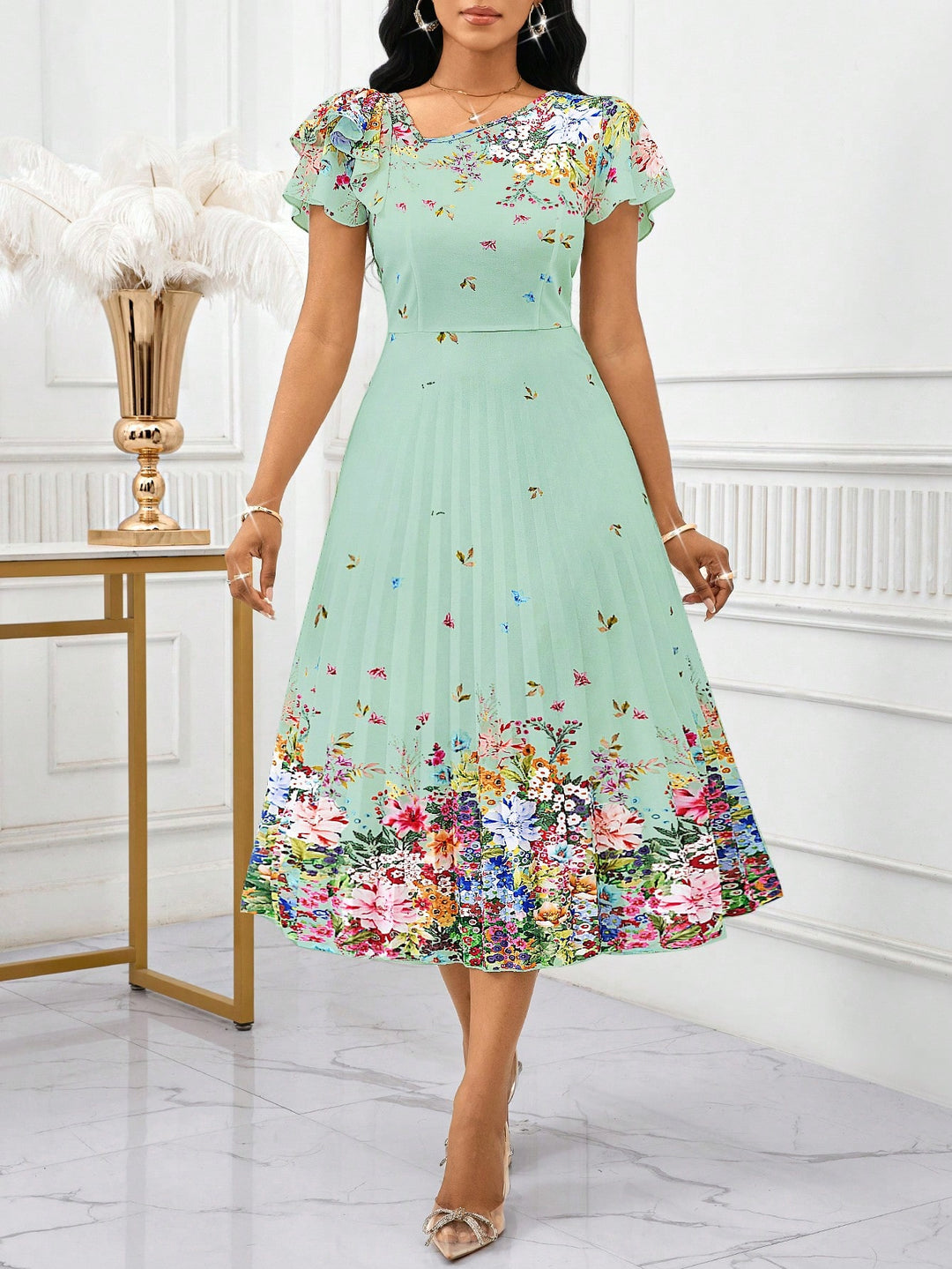 Rochie midi SHEIN, verde
