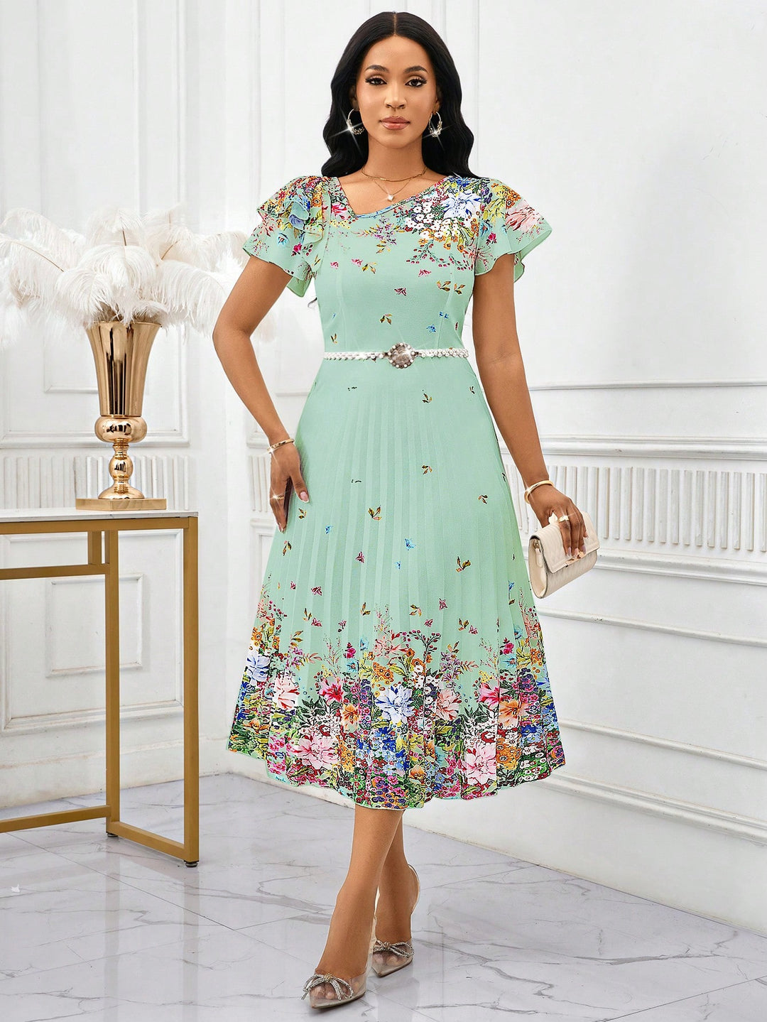 Rochie midi SHEIN, verde
