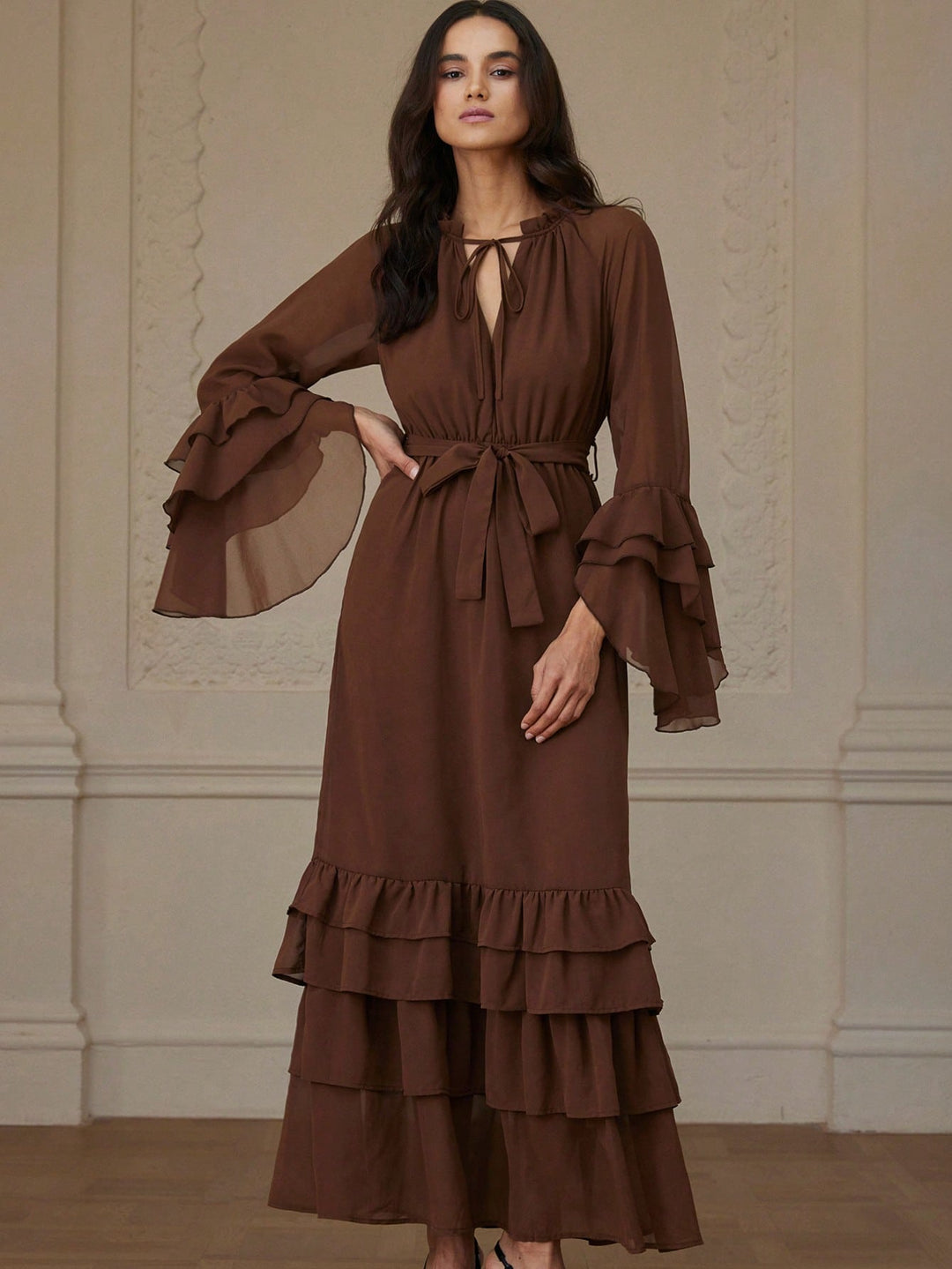 SHEIN maxi ruha, barna
