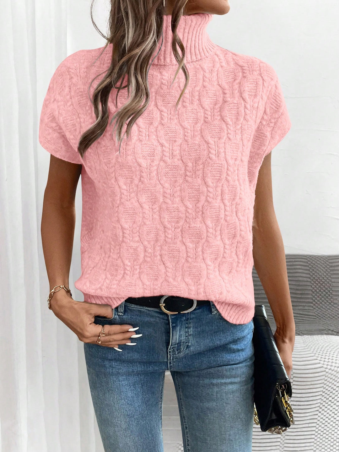 Pulover tricotat SHEIN, roz