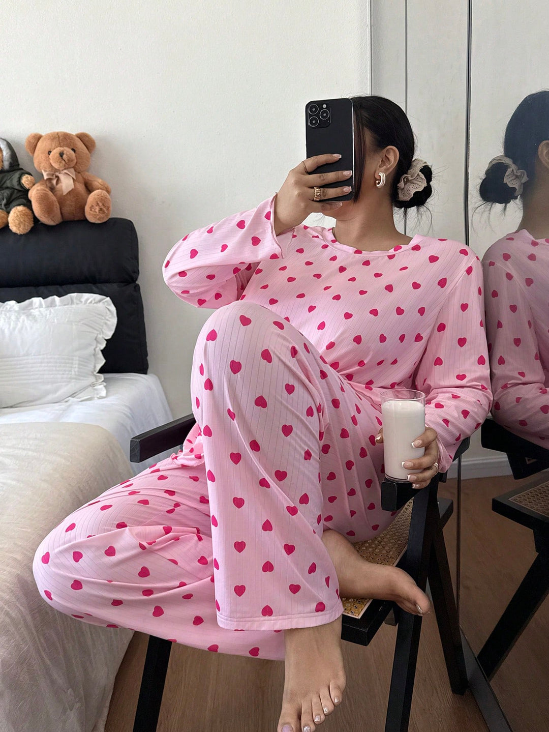 Set pijamale SHEIN, roz