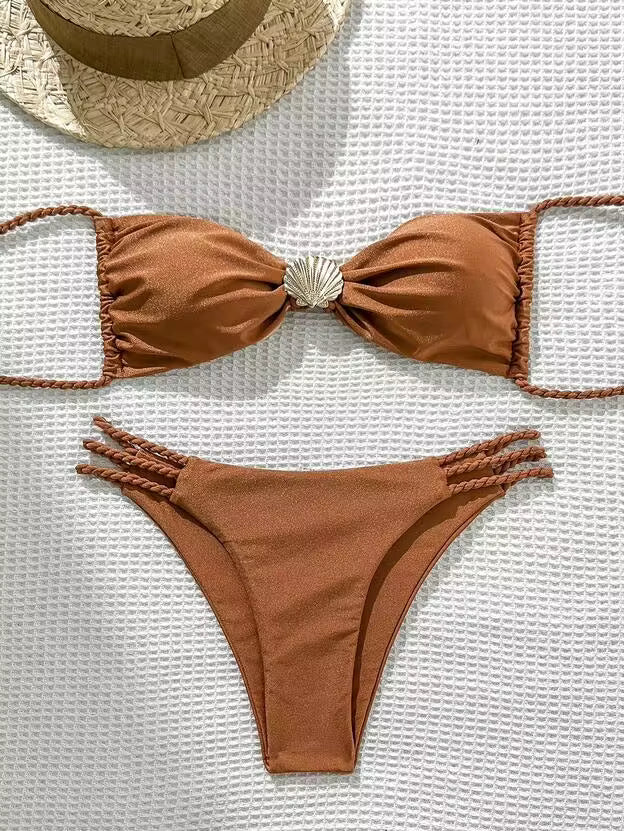 Costum de baie SHEIN, maro