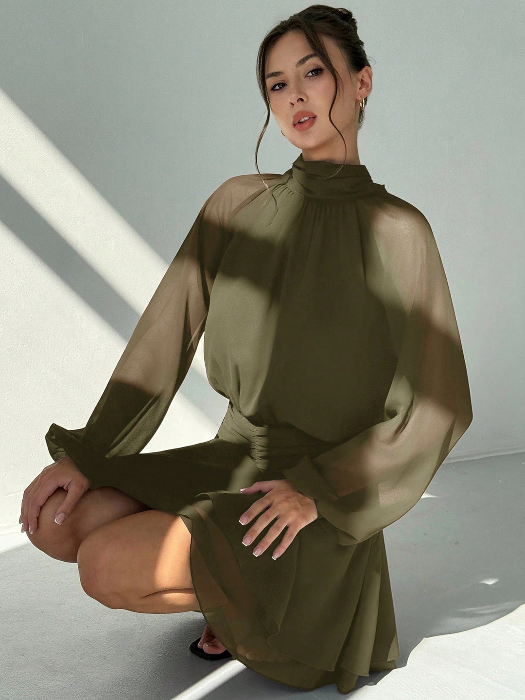 Rochie mini SHEIN, kaki