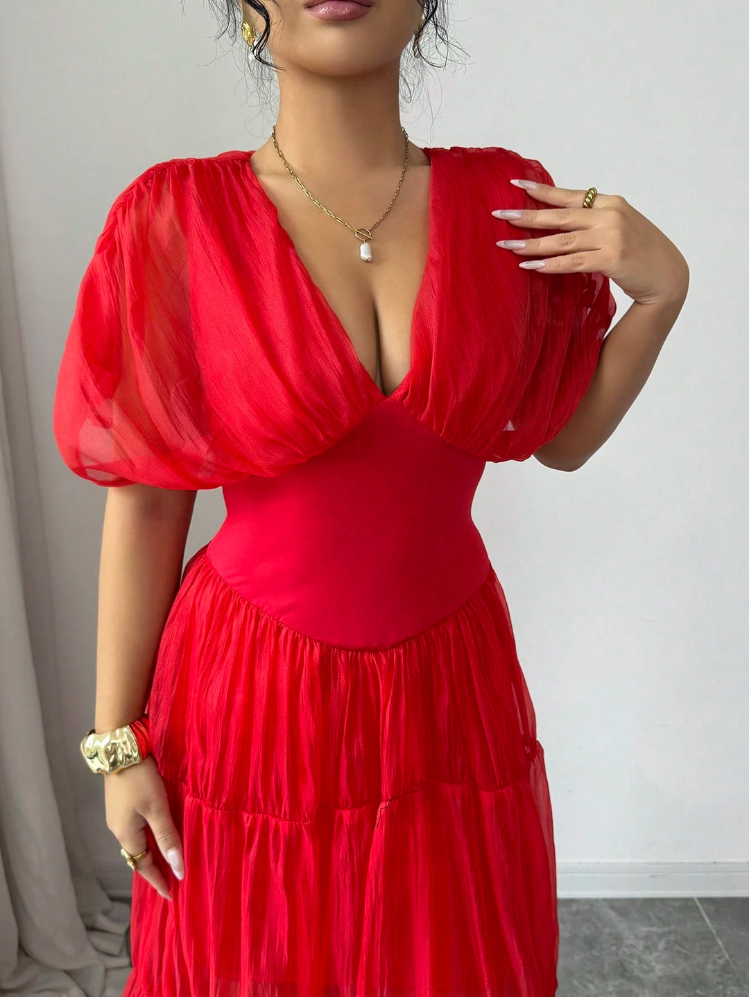 SHEIN maxi ruha, piros