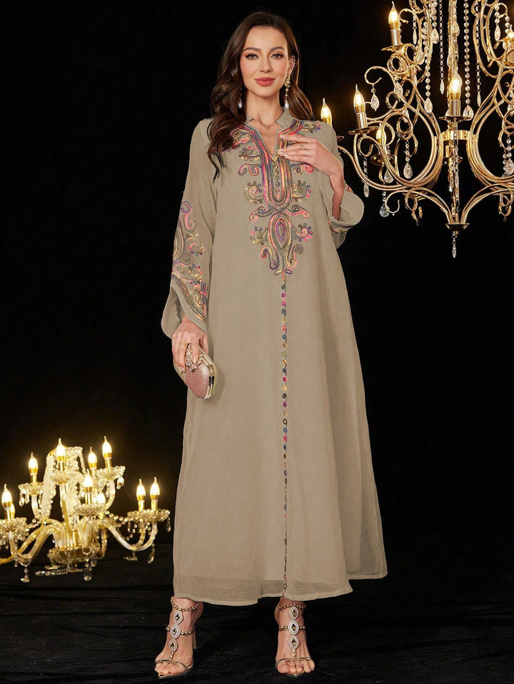 Set caftan și jalabiya SHEIN, kaki