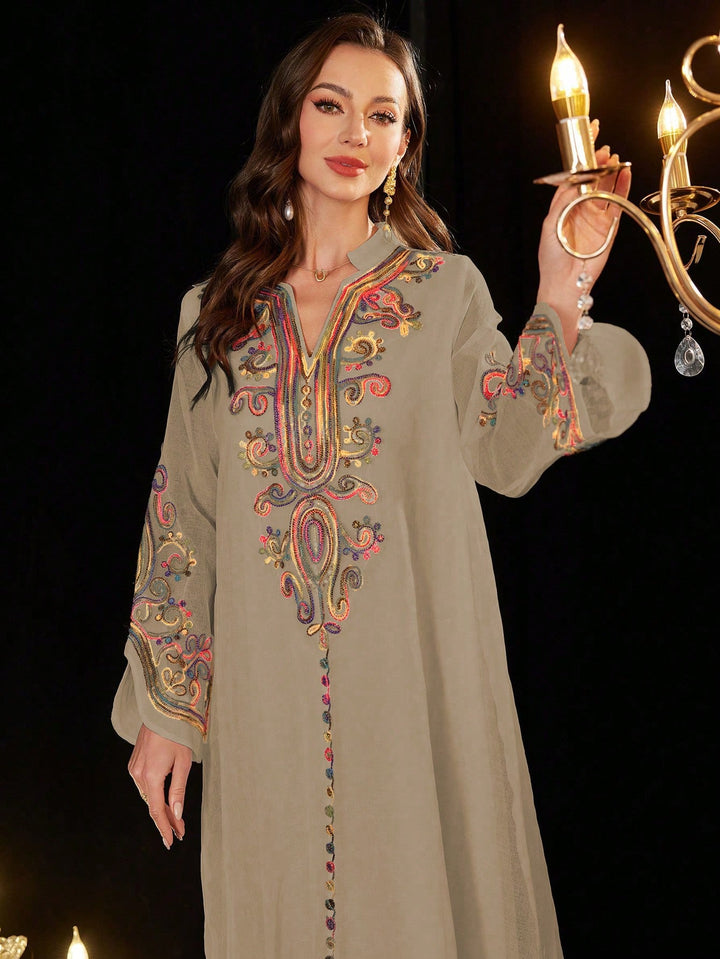 Set caftan și jalabiya SHEIN, kaki
