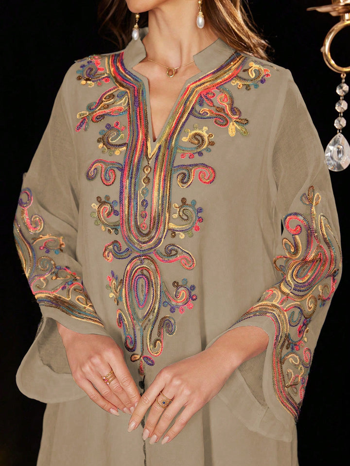 Set caftan și jalabiya SHEIN, kaki