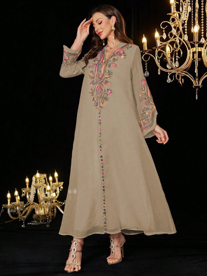 Set caftan și jalabiya SHEIN, kaki