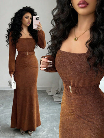 Rochie maxi SHEIN, maro
