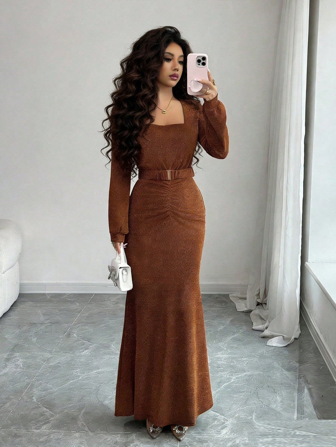 Rochie maxi SHEIN, maro