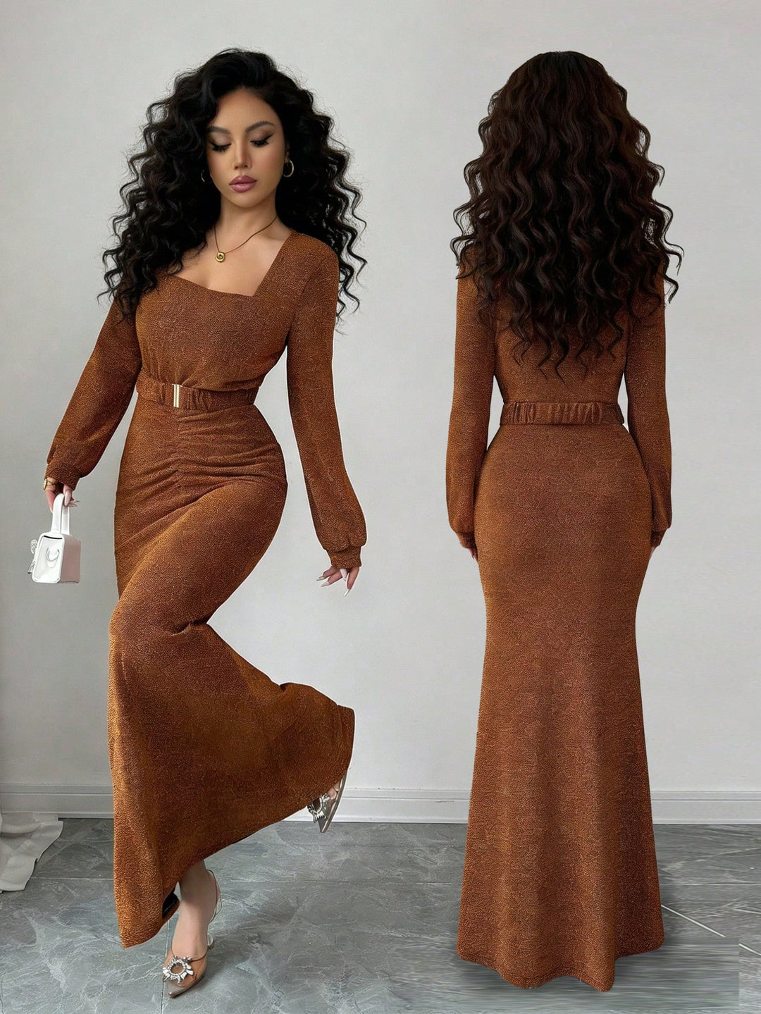 Rochie maxi SHEIN, maro