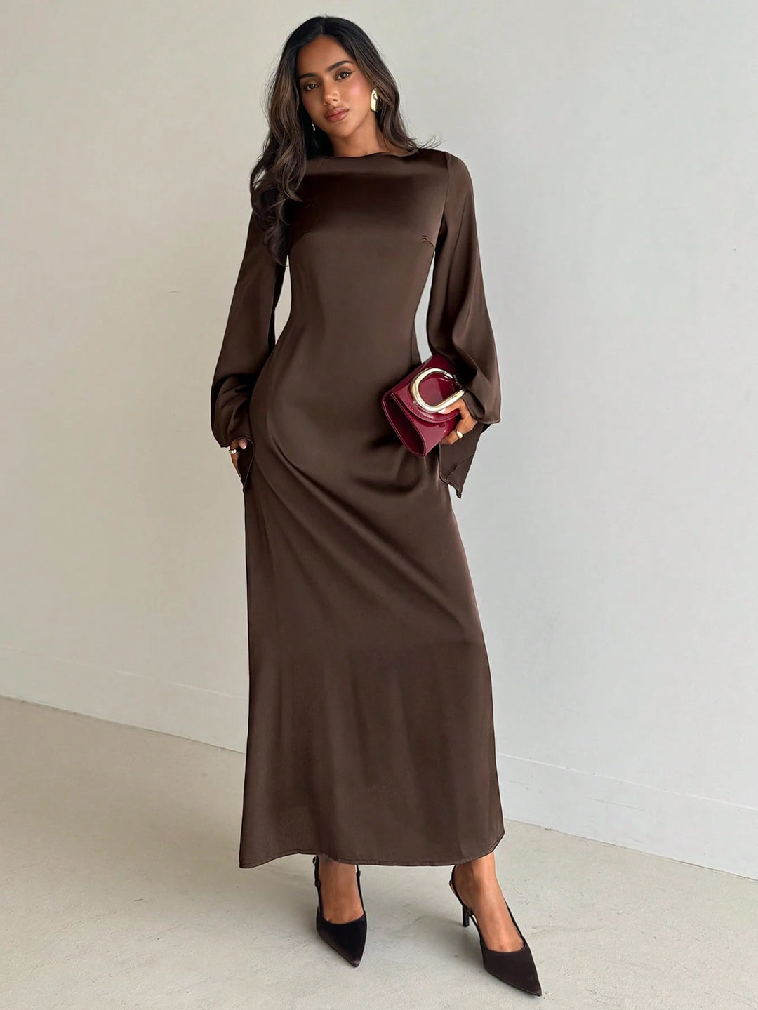 Rochie maxi SHEIN, maro
