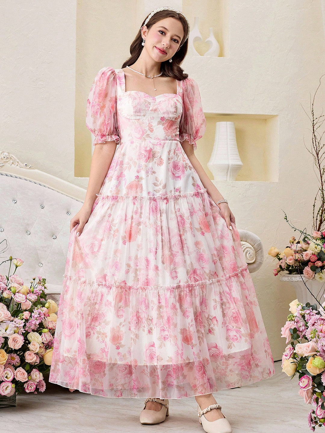 Rochie maxi SHEIN, roz