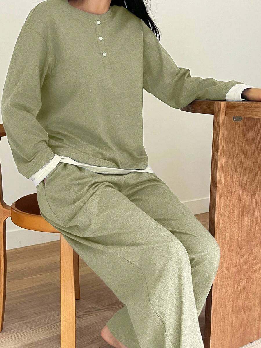 Compleu pijamale SHEIN, verde