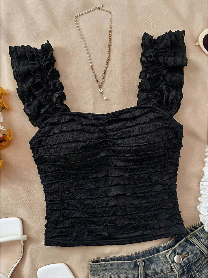 Bluza dantelată SHEIN, negru