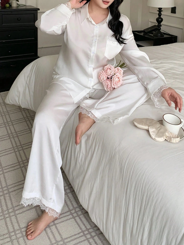 Compleu pijamale SHEIN, alb