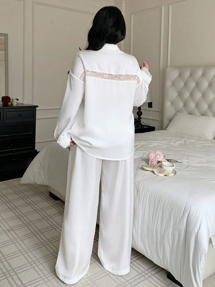 Compleu pijamale SHEIN, alb