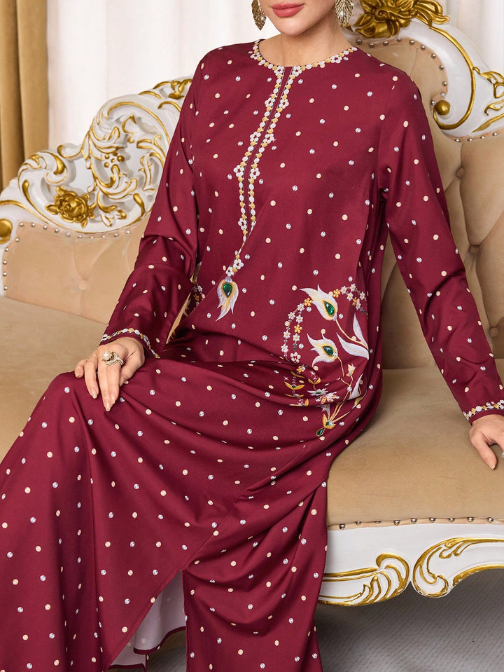 Set caftan și jalabiya SHEIN, vișiniu