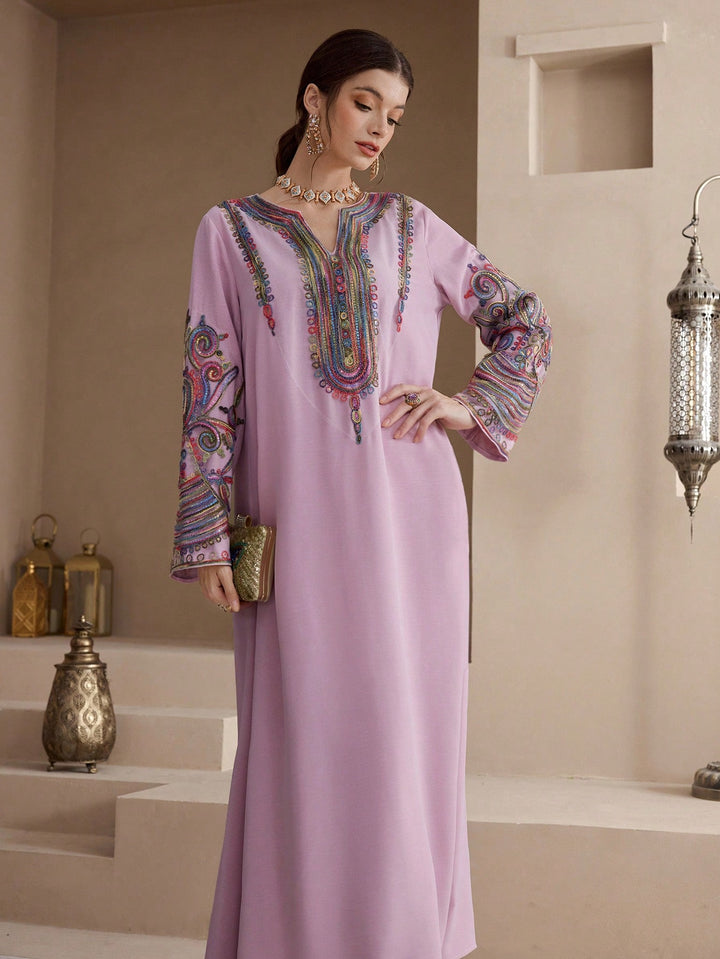 Set caftan și jalabiya SHEIN, roz