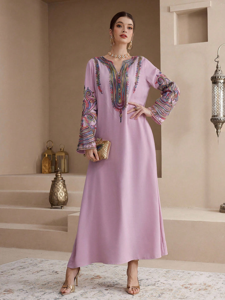 Set caftan și jalabiya SHEIN, roz
