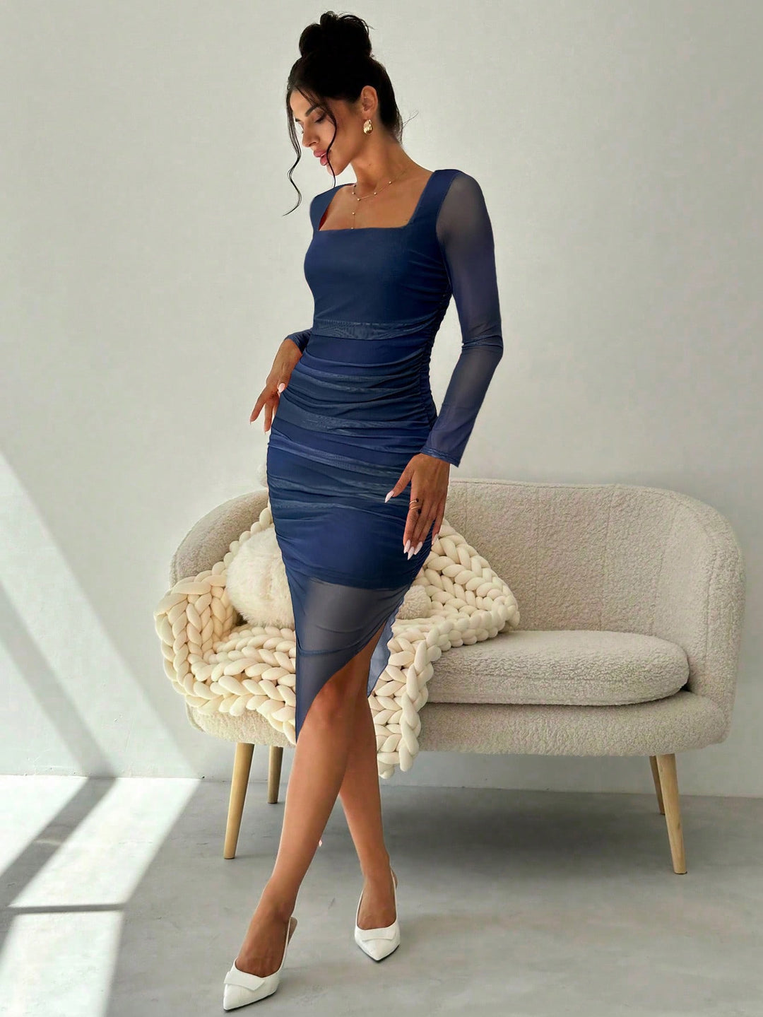 Rochie midi SHEIN, albastru