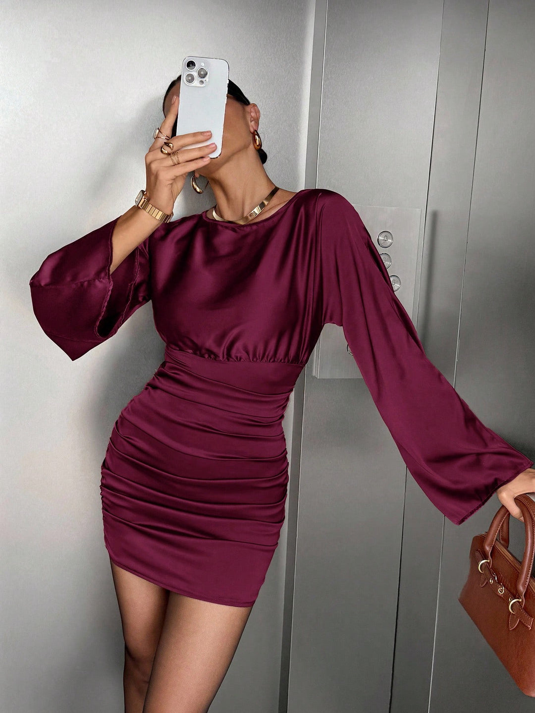 SHEIN mini ruha, bordó