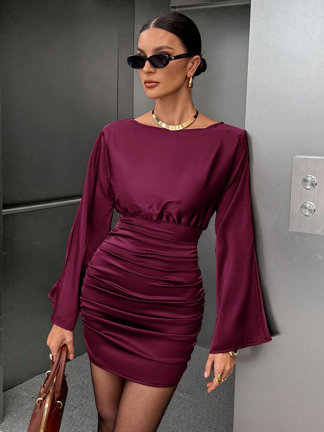 SHEIN mini ruha, bordó