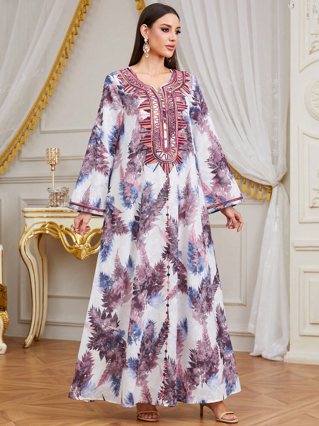 Set caftan și jalabiya SHEIN, mov